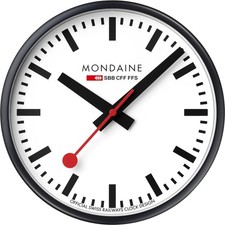 MONDAINE - Wanduhr Aluminium schwarz 25 cm - A990.CLOCK.12SBB - Wanduhren