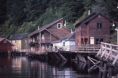 Sl36 Slide 1980s Waterfront Houses Stilt Puffin Cafe 259a