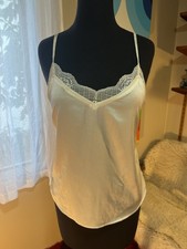 Vintage Y2K Abercrombie Fitch Satin Tank Camisole Lace Trim Small
