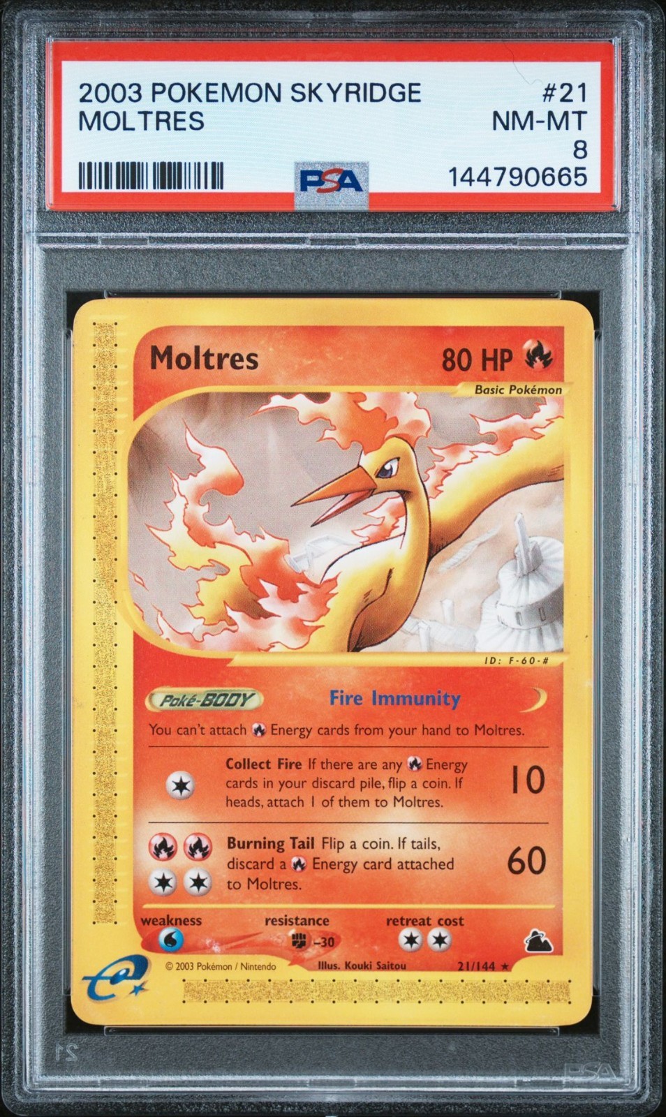 2003 POKEMON SKYRIDGE #21 MOLTRES Non Holo PSA 8 - POP 40