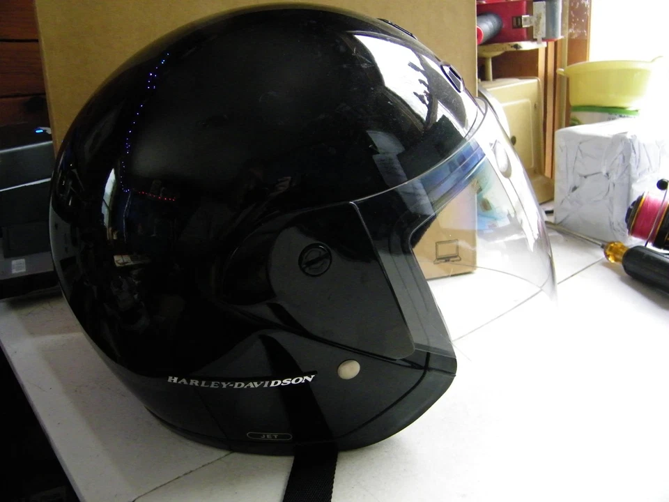 Harley Davidson Jet DOT Gloss Black with Bag Motorcycle Helmet Size XXL - Image 2 of 4