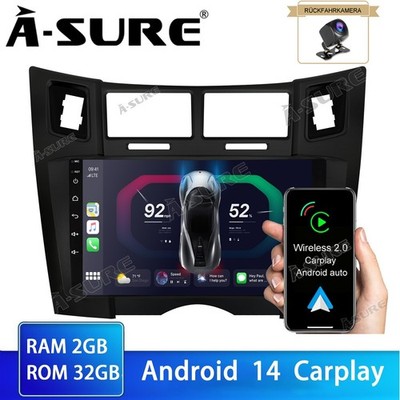 kAM CarPlay 2+64GB Android 15 Autoradio Für Toyota Yaris 2005-2012 GPS BT DSP FM