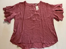 EST 1946 J/M Sportswear Top Blouse Layered Flutter Sleeve Women’s XL Rose NEW