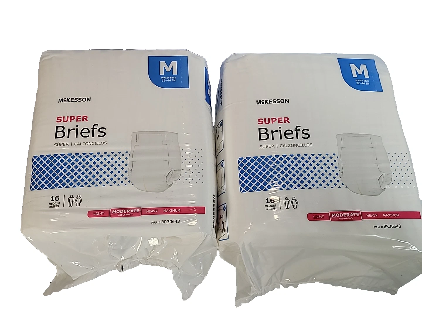PACK OF 2 McKesson Super Moderate Absorbency Adult Diapers 32"-44" M 32 CT