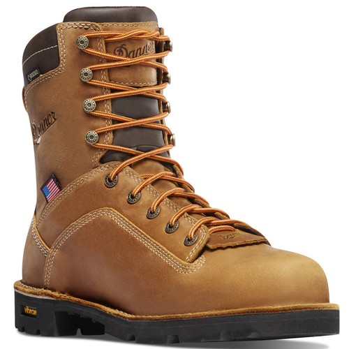 Danner 17317 Men's Quarry USA 8" Distressed Brown Alloy Toe EH Work Boots Shoes