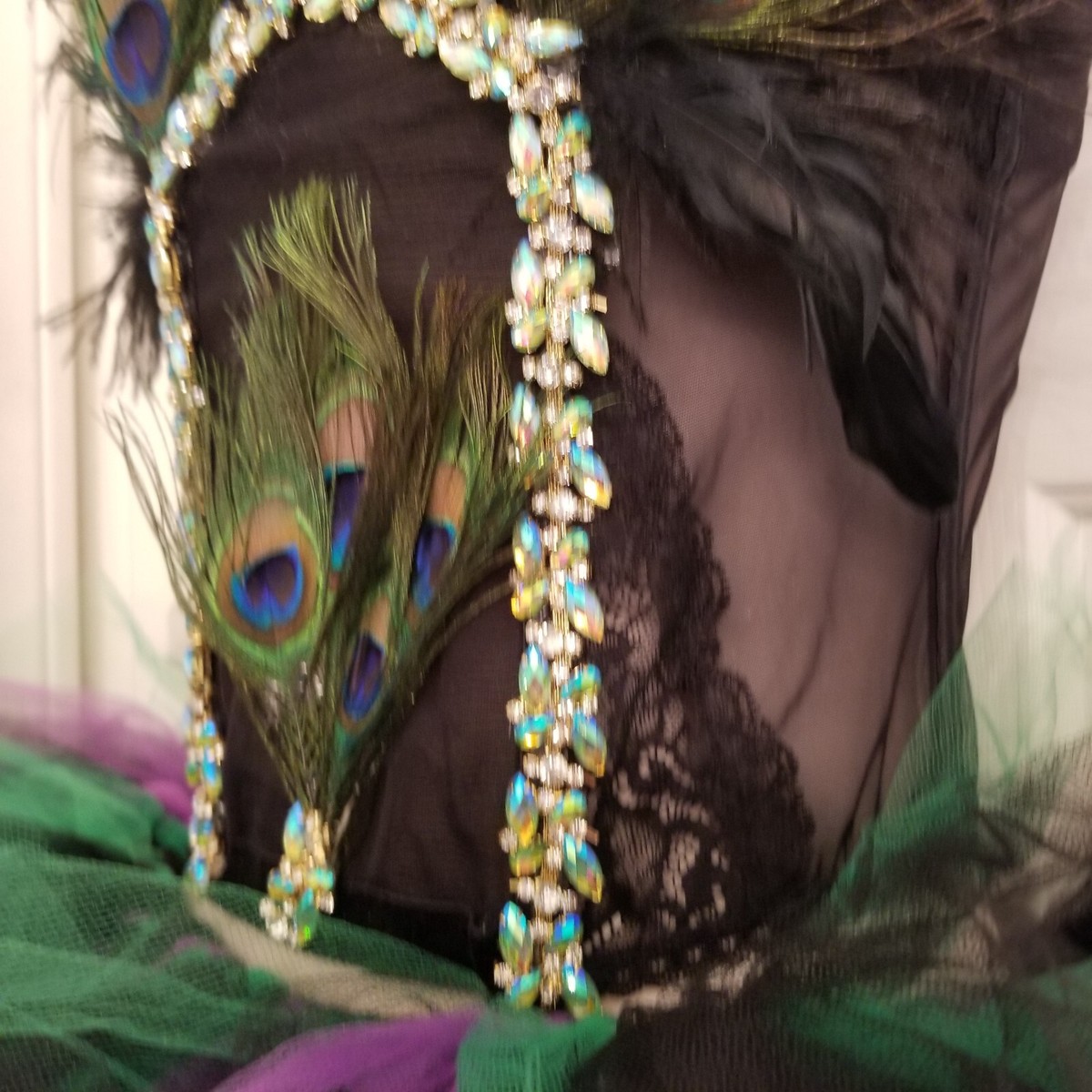 peacock feather corset dress Peacock Feather Couture Strapless Corset Full Length Dress