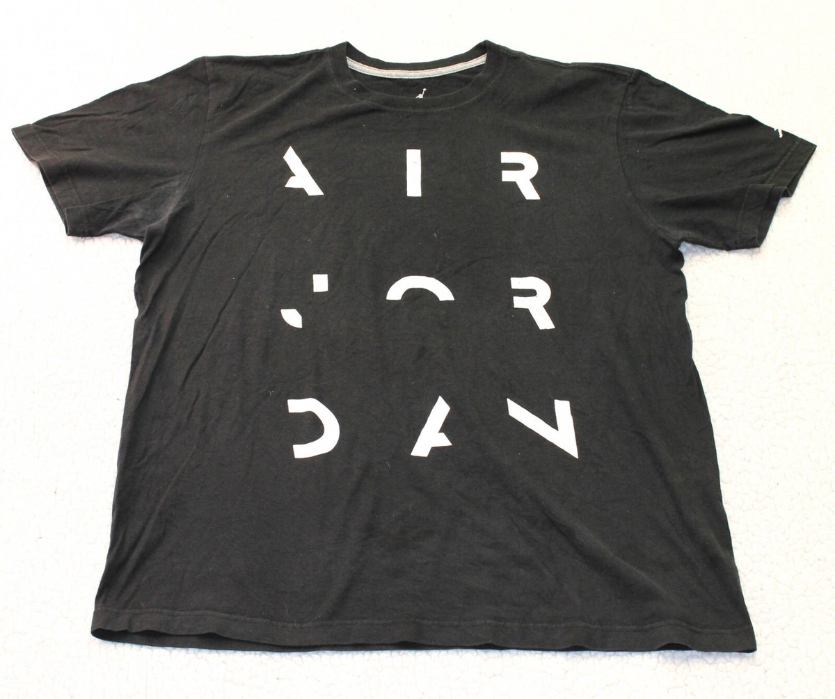 Air Jordan Text Print T-Shirt Adult LARGE Black Short Sleeve Air