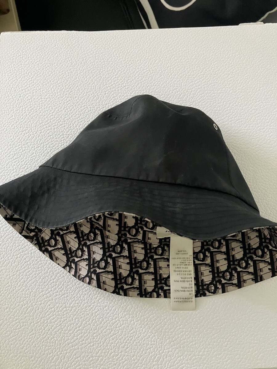 Dior Reversible Teddy D Small Brim Bucket Hat Black Cotton  display picture 1