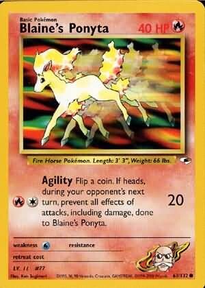 Pokemon Gym Heroes Card  63/132 Blaine's Ponyta