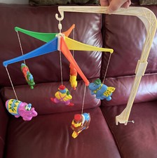 Vintage Circus Go Round Plastic Nursery Crib Mobile Clown  Animals