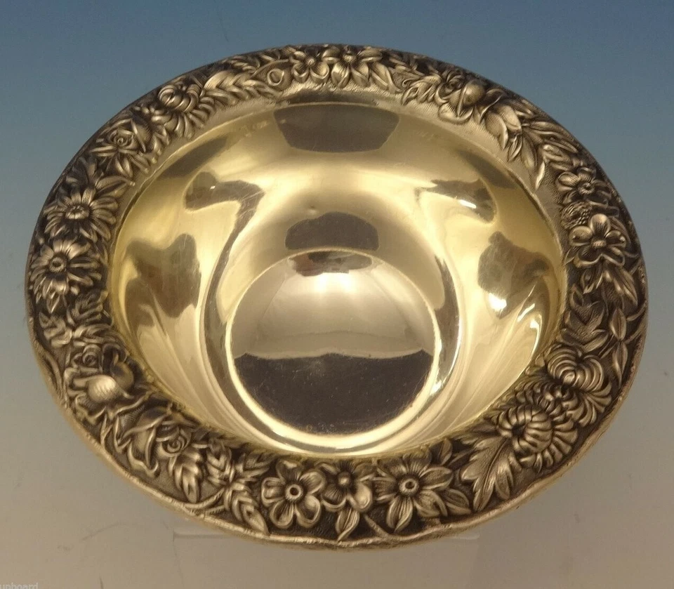 Plato/salsa de mayonesa de plata esterlina Repousse by Kirk #214 (#0523) Foto 2 de 4