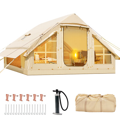 Lilypelle 6 Person Inflatable Tents for Camping Family w/ Hand Pump & Stove Jack
