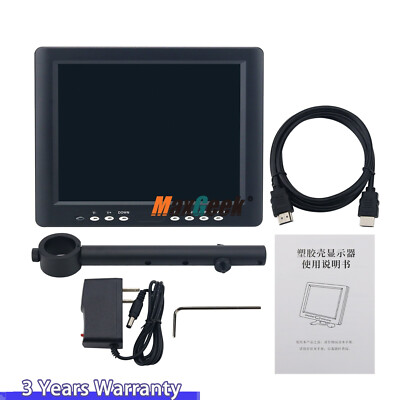 8'' TFT Monitor 1024x768 Microscope LED Industrial Grade IPS Display w/ Metal Arm