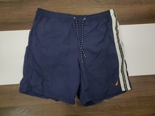 Vintage Nautica Mens Size Large Blue Nylon Swim Board Shorts Bathing Suit Pocket