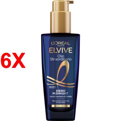 6 X Elvive AussergewÖhnliches Öl Mitternacht Trockenes Haar Serum 100 Ml