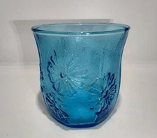  Anchor Hocking Blue Daisy Pattern Juice Glass