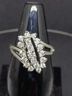 3Ct Moissanite D VVS1 Waterfall Cluster Cocktail Ring 14k White Gold Plated