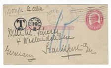 1912 UX24 Postal Card, New York to Germany via Cilicie