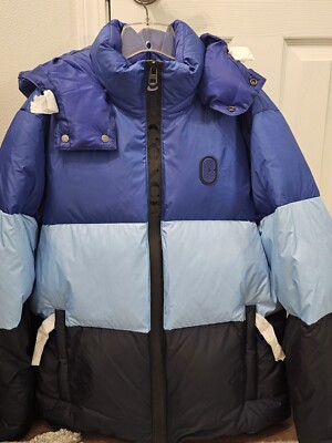 NWT Coach CB661 Colorblock Down Puffer Jacket 100% Polyester Blue