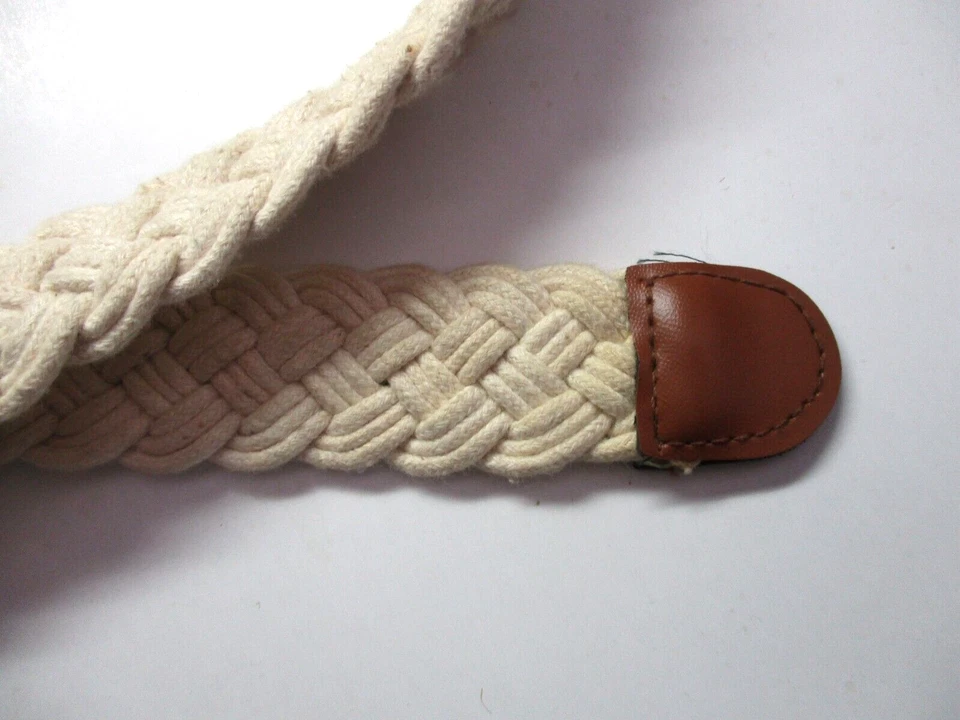 Tejido Trenzado Diseño Mujeres 36 pulgadas Max XL Crema Cinturón Tejido Hebilla Boho Hippy De Colección Foto 4 de 4