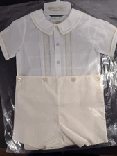 24M Feltman Bros. 2 pc outfit for boys, white and yellow, yellow in collar/arms