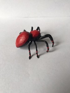 Handmade Hand-painted 3" Cardinal Red Jumping Spider Arachnid Figurine Replica
