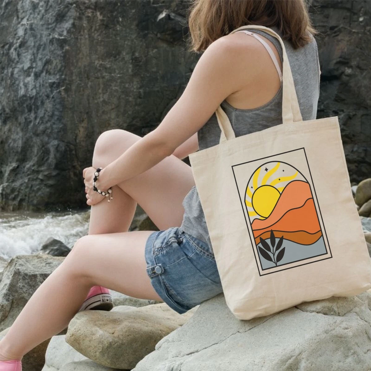 aesthetic beach tote bag