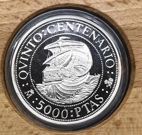 1989 Spain 500th Anniversary Discovery Of The Americas 7 Coin Silver Pesetas Set - Picture 9 of 14