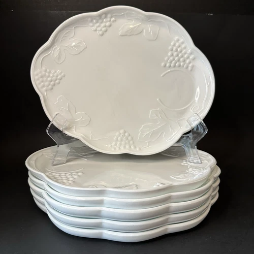 Indiana Colony Milk Glass White Harvest Luncheon Snack Plate set of 6 VINTAGE