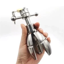 NEW Adjuatable Stainless Steel Lock Trillium Chastity Device Hot Openning Plug