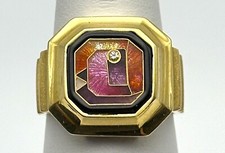 18k Gold James Carter Designer Ring, Enamel, One Diamond (Size 7.75) 19.1 gram