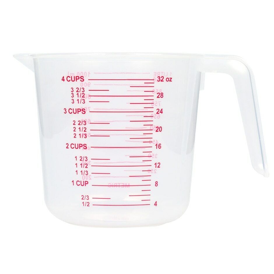 Liquid Measuring Cup Clear Large 4-Cup Capacity with Handle Measure Melted  Prep