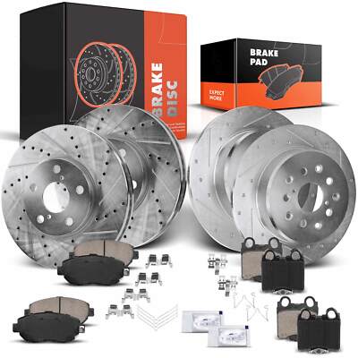 Drilled Brake Rotors & Ceramic Brake Pads for Lexus GS300 GS400 SC430 Front Rear