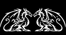 Retro Dragon Drawing 6" White Vinyl Decals Car Truck Window Mirror Wall Door