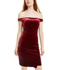 Crystal Doll Off the Shoulder Sparkly Red Bodycon Dress Size 7 NWOT