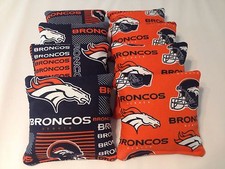 DENVER BRONCOS CORNHOLE BEAN BAGS 8 TOP QUALITY TOSS GAME ALL WEATHER