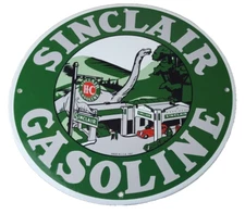 Vintage Sinclair Gasoline Sign - Dino Service Station Oil Pump Porcelain Sign