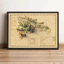 Dominican Republic Map, Dominican Republic 2D Relief Map - 2D Flat