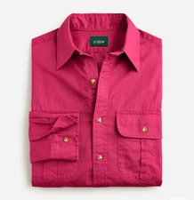 NWT J. Crew Two-pocket Twill Work-shirt Ruby Raspberry Red Mens Size Medium $118