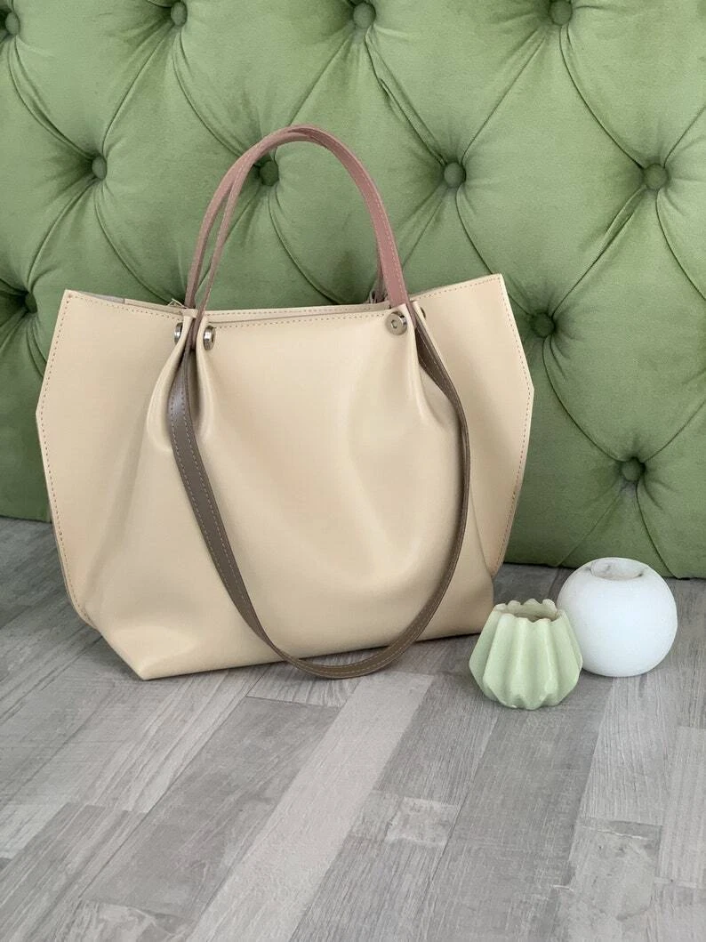 COACH Borsa a mano donna VERA pelle viola tote bag viola tracolla