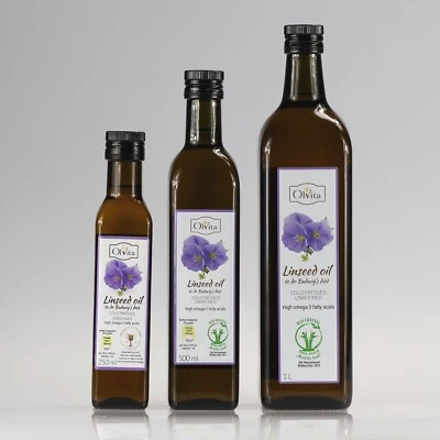 Linseed Flaxseed Oil Dr Budwig diet Cold Pressed Unrefined Ol'Vita Olej lniany