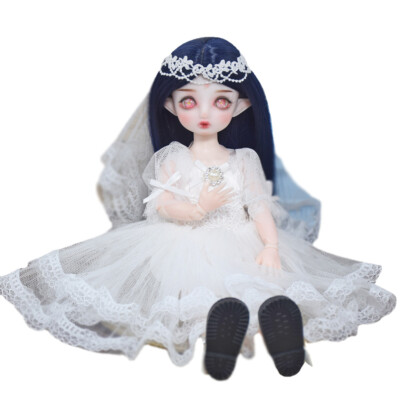 Elf Ears BJD Doll 1/6 Ball Jointed Girl Dolls with Wedding Dress Lifelike Female