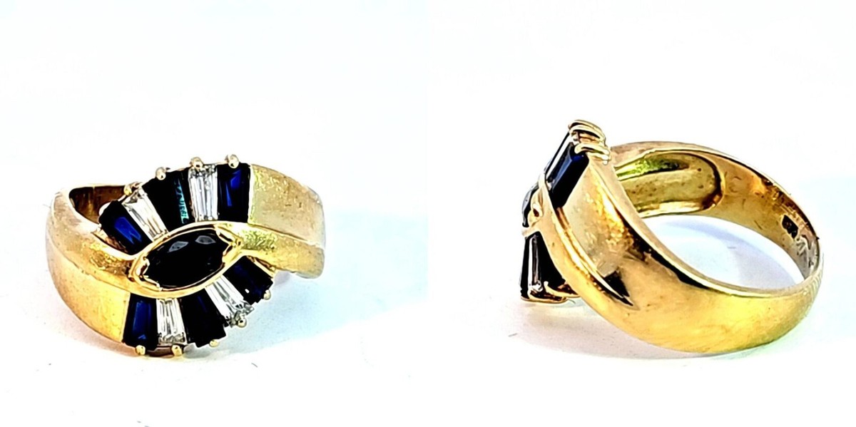 Gold 585 Ring mit Saphir Stein, 4,6g, Ringgröße 51 103869