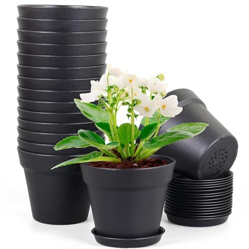 4 inch Small Plastic Nursery Pots, Seedling Pots, 16 Pack 4inch 16pcs Black - Picture 3 of 8