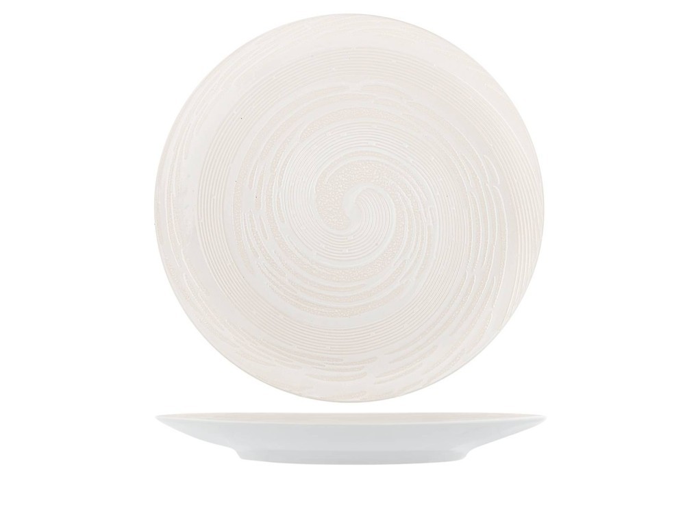 Vortex White Round Stoneware Plate 31 Cm H&H