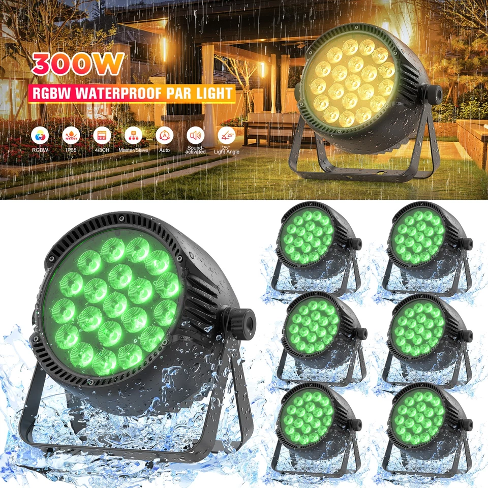 10X 300W Waterproof LED RGBW Par Light DMX Stage DJ Par Can Light Wash Lighting - Image 2 of 4