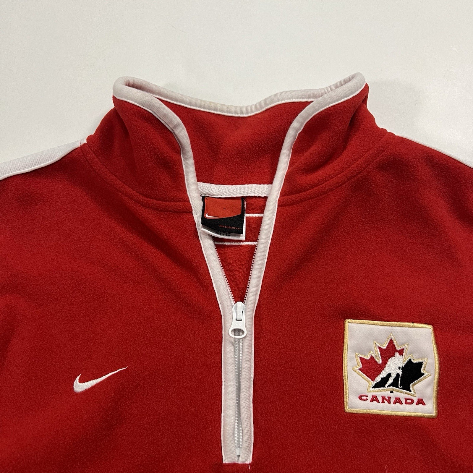 Vintage NIKE IIHF Canada Hockey 1/4 Zip Fleece Pullover Jacket Size Men S thumbnail 3