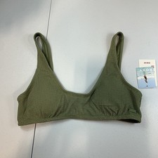 Roxy Women's Swim Bikini Top L Green Textured Athletic Essaouira Bralette