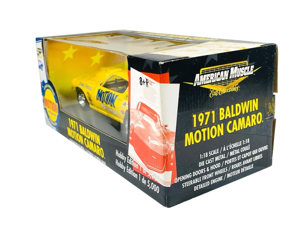 #33100 Ertl Dennis Ferrara Yellow 1971 Baldwin Motion Camaro ~ 1:18 2003 Diecast - Image 4 of 4