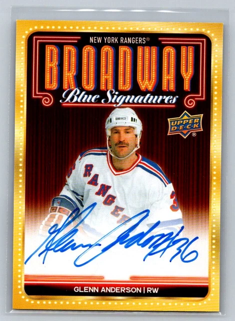 2025-26 UD Rangers Centennial #BBS-GA Glenn Anderson Broadway Blue Signatures SP